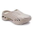 Men’s Lightweight EVA Foam Clogs in Wave Design & Dark Beige Color | Breathable Slip-On with Ventilation | Cushioned Casual Shoes for Beach, Home & Daily Wear