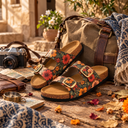 Greentech Phoolkari Cork Sandals for Women Forest Bloom