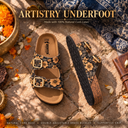 Greentech Phoolkari Cork Sandals for Women Midnight Bloom