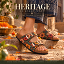 Greentech Phoolkari Cork Sandals for Women Forest Bloom