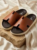 Cloud Rush Icon H Sandals For Men in Dark Tan Color | Cushioned Comfort & Stylish Everyday Sandals