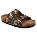 Greentech Phoolkari Cork Sandals for Women Midnight Bloom