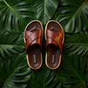 Cloud Rush Weave Cross Strap Sandals For Men in Dark Tan Color | Stylish, Lightweight & Durable