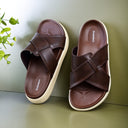 Cloud Rush Weave Cross Strap Sandals For Men in Dark Brown Color | Stylish, Lightweight & Durable