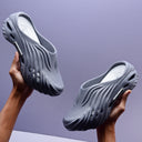 Men’s Lightweight EVA Foam Clogs in Wave Design & Grey Color | Breathable Slip-On with Ventilation | Cushioned Casual Shoes for Beach, Home & Daily Wear