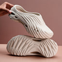 Men’s Lightweight EVA Foam Clogs in Wave Design & Light Beige Color | Breathable Slip-On with Ventilation | Cushioned Casual Shoes for Beach, Home & Daily Wear