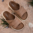 Cloud Rush Velcro Strap Sandals For Men - Beige Color | Lightweight & Adjustable Daily Wear
