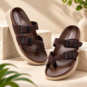 Greentech Brown Cloud Rush T-Strap Sandals for Men | Premium Comfortable Toe Post Chappal for Men with Adjustable Buckle| Lightweight, Flexible & Anti-Slip Sole | Water Resistant | Casual Daily Wear, Walking & Outdoor Sandals for Men