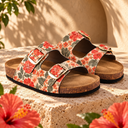 Greentech Phoolkari Cork Sandals for Women Ivory Bloom