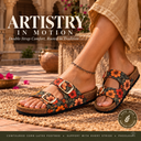 Greentech Phoolkari Cork Sandals for Women Forest Bloom