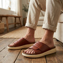 Cloud Rush Velcro Strap Sandals For Men - Tan Color | Lightweight & Adjustable Daily Wear