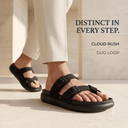 Greentech Black Cloud Rush T-Strap Sandals for Men | Premium Comfortable Toe Post Chappal for Men with Adjustable Buckle |Lightweight, Flexible & Anti-Slip Sole | Water Resistant | Casual Daily Wear, Walking & Outdoor Sandals for Men