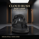 Greentech Black Cloud Rush T-Strap Sandals for Men | Premium Comfortable Toe Post Chappal for Men with Adjustable Buckle |Lightweight, Flexible & Anti-Slip Sole | Water Resistant | Casual Daily Wear, Walking & Outdoor Sandals for Men