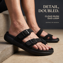 Greentech Black Cloud Rush T-Strap Sandals for Men | Premium Comfortable Toe Post Chappal for Men with Adjustable Buckle |Lightweight, Flexible & Anti-Slip Sole | Water Resistant | Casual Daily Wear, Walking & Outdoor Sandals for Men