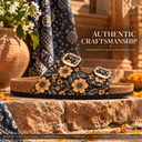 Greentech Phoolkari Cork Sandals for Women Midnight Bloom