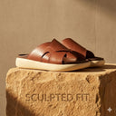 Cloud Rush Glide Broad Strap Sandals For Men in Dark Tan Color | Comfortable Everyday Footwear