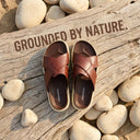 Cloud Rush Weave Cross Strap Sandals For Men in Dark Tan Color | Stylish, Lightweight & Durable