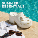 Aura White Platform Chunky Block Heel Clogs For Women | Slip-On Mules with Detachable Charms