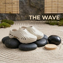 Men’s Lightweight EVA Foam Clogs in Wave Design & Light Beige Color | Breathable Slip-On with Ventilation | Cushioned Casual Shoes for Beach, Home & Daily Wear