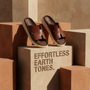 Cloud Rush Icon H Sandals For Men in Dark Tan Color | Cushioned Comfort & Stylish Everyday Sandals