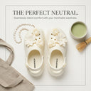 Flora White Chunky Platform Clogs For Women | 3D Floral EVA Slip-On with Heel Strap