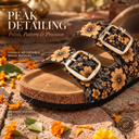 Greentech Phoolkari Cork Sandals for Women Midnight Bloom