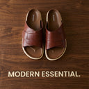 Cloud Rush Velcro Strap Sandals For Men - Tan Color | Lightweight & Adjustable Daily Wear