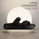 Greentech Black Cloud Rush T-Strap Sandals for Men | Premium Comfortable Toe Post Chappal for Men with Adjustable Buckle |Lightweight, Flexible & Anti-Slip Sole | Water Resistant | Casual Daily Wear, Walking & Outdoor Sandals for Men