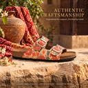 Greentech Phoolkari Cork Sandals for Women Ivory Bloom