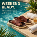 Cloud Rush Glide Broad Strap Sandals For Men in Dark Tan Color | Comfortable Everyday Footwear