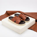 Cloud Rush Icon H Sandals For Men in Dark Tan Color | Cushioned Comfort & Stylish Everyday Sandals
