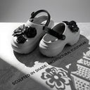 Flora Grey Chunky Platform Clogs For Women | 3D Floral EVA Slip-On with Heel Strap