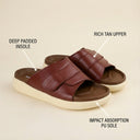 Cloud Rush Velcro Strap Sandals For Men - Tan Color | Lightweight & Adjustable Daily Wear