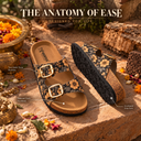 Greentech Phoolkari Cork Sandals for Women Midnight Bloom