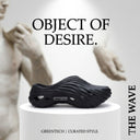 Men’s Lightweight EVA Foam Clogs in Wave Design & Black Color | Breathable Slip-On with Ventilation | Cushioned Casual Shoes for Beach, Home & Daily Wear