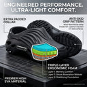 Men’s Lightweight EVA Foam Clogs in Wave Design & Black Color | Breathable Slip-On with Ventilation | Cushioned Casual Shoes for Beach, Home & Daily Wear
