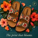 Greentech Phoolkari Cork Sandals for Women Forest Bloom