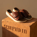 Cloud Rush Velcro Strap Sandals For Men - Tan Color | Lightweight & Adjustable Daily Wear