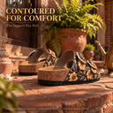 Greentech Phoolkari Cork Sandals for Women Midnight Bloom