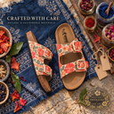 Greentech Phoolkari Cork Sandals for Women Ivory Bloom