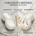 Aura White Platform Chunky Block Heel Clogs For Women | Slip-On Mules with Detachable Charms