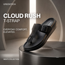 Greentech Black Cloud Rush Duo Loop Sandals for Men | Premium Comfortable Double Strap Toe Loop Chappal for Men with Adjustable Buckles | Soft Cushioned Footbed & Cushioned Insole | Water Resistant | Casual Daily Wear, Walking & Outdoor Sandals for Men