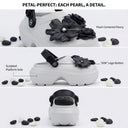 Flora Grey Chunky Platform Clogs For Women | 3D Floral EVA Slip-On with Heel Strap