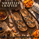 Greentech Phoolkari Cork Sandals for Women Midnight Bloom
