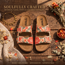 Greentech Phoolkari Cork Sandals for Women Ivory Bloom