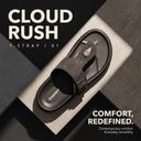 Greentech Black Cloud Rush Duo Loop Sandals for Men | Premium Comfortable Double Strap Toe Loop Chappal for Men with Adjustable Buckles | Soft Cushioned Footbed & Cushioned Insole | Water Resistant | Casual Daily Wear, Walking & Outdoor Sandals for Men