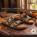 Greentech Phoolkari Cork Sandals for Women Midnight Bloom