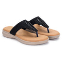 Black T-Strap Memory Foam Flats For Women