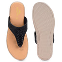 Black T-Strap Memory Foam Flats For Women