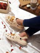 Beige Casual Charms Clogs For Women - Greentech